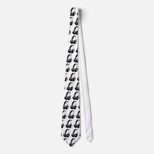 Black & White Pop Art Headphone Tie
