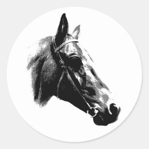 Black & White Pop Art Horse Classic Round Sticker