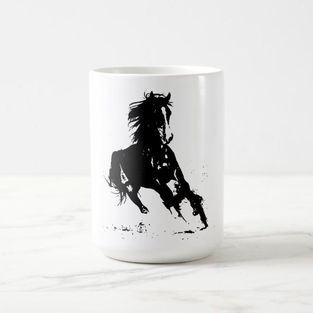 Black & White Pop Art Horse Coffee Mug (Center)