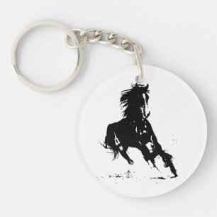 Black & White Pop Art Horse Key Ring