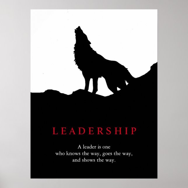 Black White Pop Art Leadership Wolf Poster (Front)