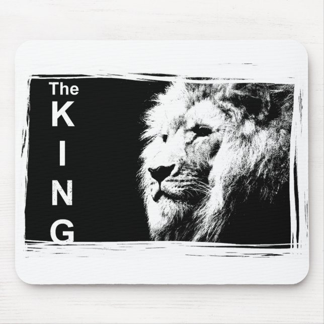 Black White Pop Art Lion Head Picture Template Mouse Mat (Front)