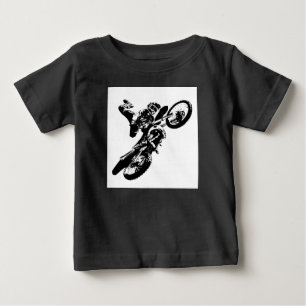 Black White Pop Art Motocross Motorcyle Sport Baby T-Shirt