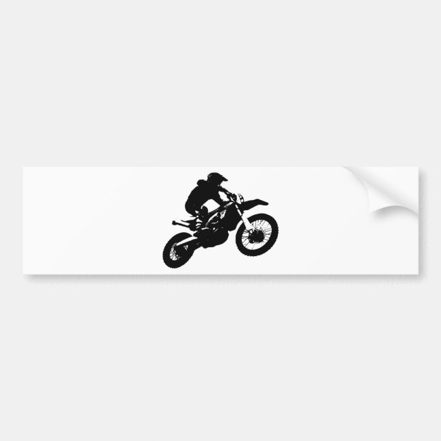 Black White Pop Art Motocross Motorcyle Sport Bumper Sticker (Front)