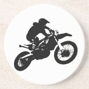 Black White Pop Art Motocross Motorcyle Sport Coaster