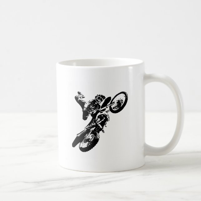 Black White Pop Art Motocross Motorcyle Sport Coffee Mug (Right)