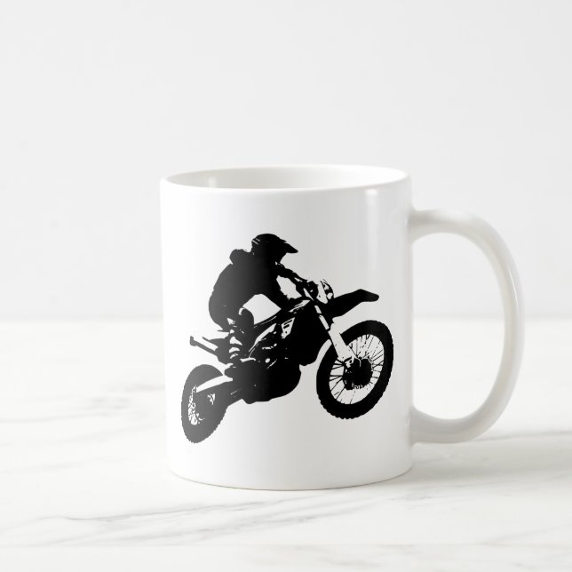 Black White Pop Art Motocross Motorcyle Sport Coffee Mug (Right)