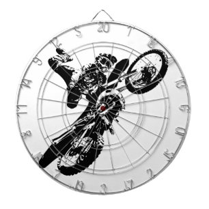 Black White Pop Art Motocross Motorcyle Sport Dartboard