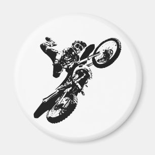 Black White Pop Art Motocross Motorcyle Sport Magnet