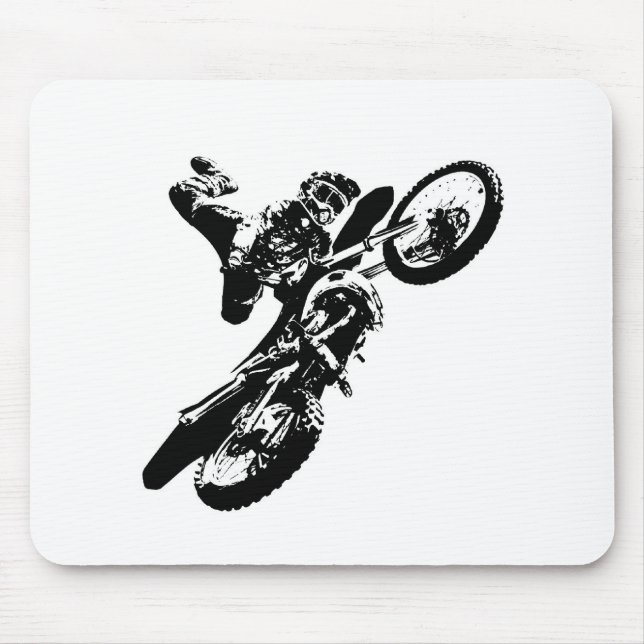 Black White Pop Art Motocross Motorcyle Sport Mouse Mat (Front)