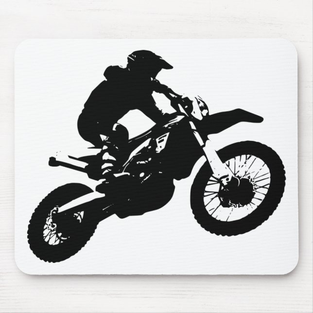 Black White Pop Art Motocross Motorcyle Sport Mouse Mat (Front)