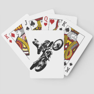 Black White Pop Art Motocross Motorcyle Sport Playing Cards