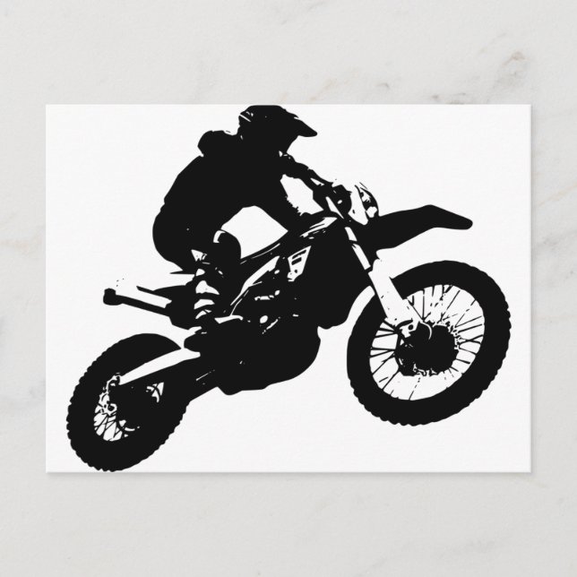 Black White Pop Art Motocross Motorcyle Sport Postcard (Front)