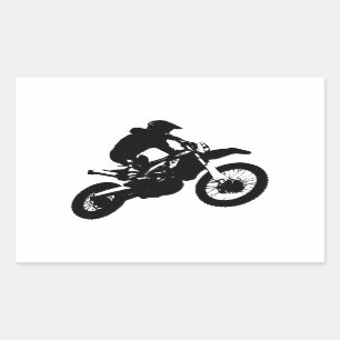 Black White Pop Art Motocross Motorcyle Sport Rectangular Sticker