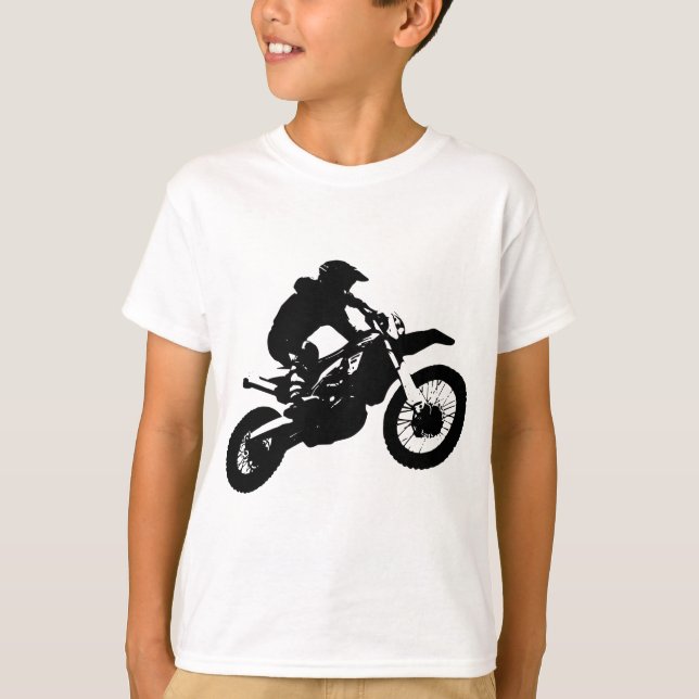 Black White Pop Art Motocross Motorcyle Sport T-Shirt (Front)