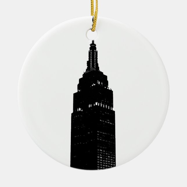 Black & White Pop Art New York Ceramic Tree Decoration (Front)