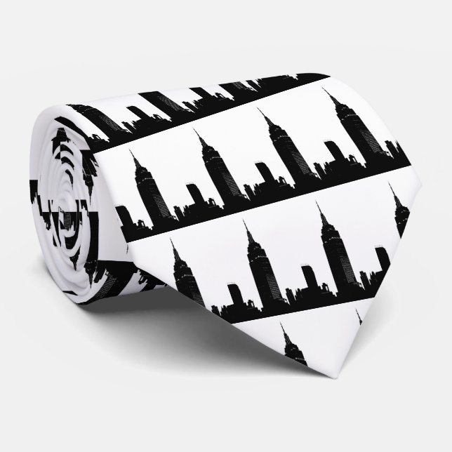 Black & White Pop Art New York Tie (Rolled)