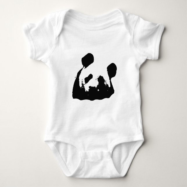 Black White Pop Art Panda Baby Bodysuit (Front)