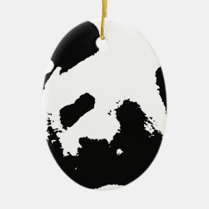 Black White Pop Art Panda Ceramic Tree Decoration