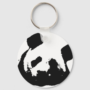 Black White Pop Art Panda Key Ring