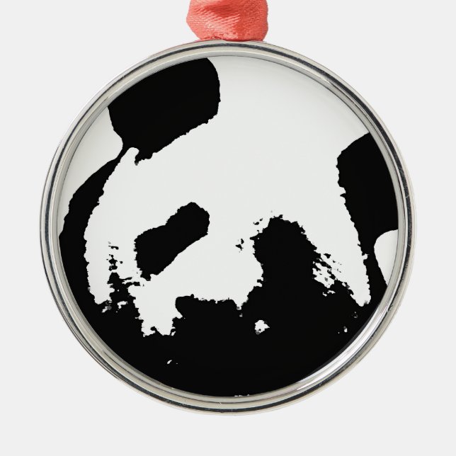 Black White Pop Art Panda Metal Tree Decoration (Front)