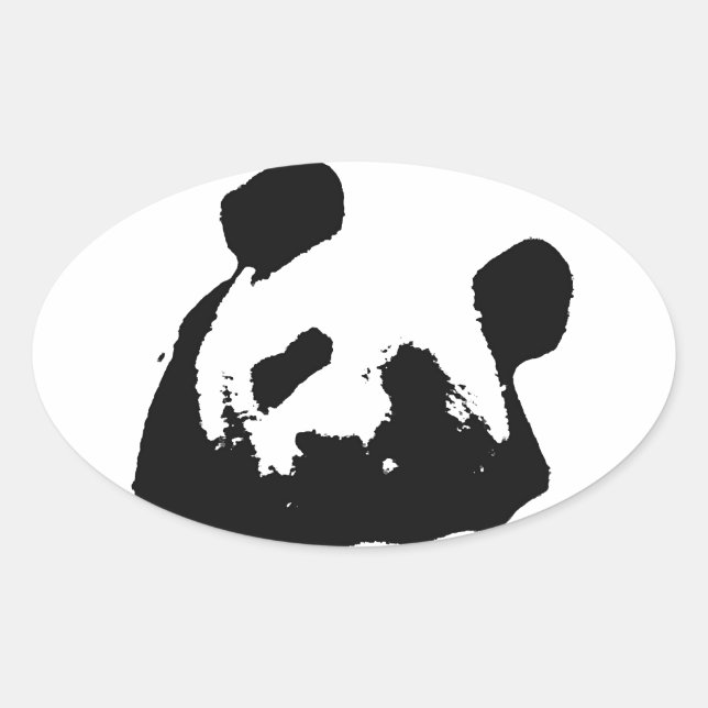 Black White Pop Art Panda Oval Sticker (Front)