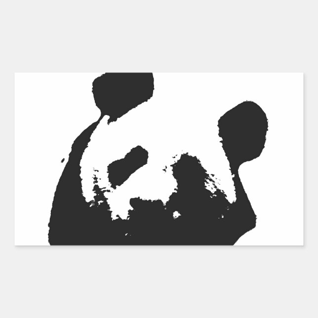 Black White Pop Art Panda Rectangular Sticker (Front)
