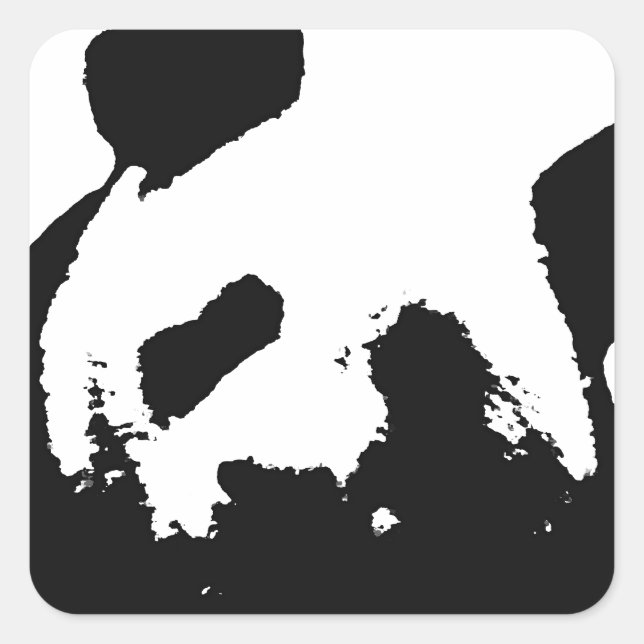 Black White Pop Art Panda Square Sticker (Front)