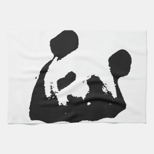 Black White Pop Art Panda Tea Towel