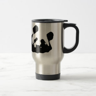 Black White Pop Art Panda Travel Mug