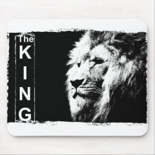 Black & White Pop Art Picture Template Lion Head Mouse Mat