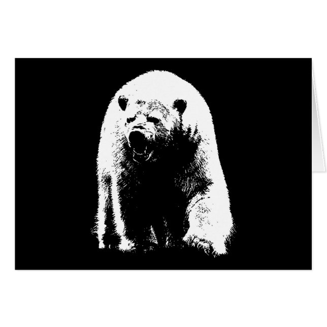 Black & White Pop Art Polar Bear (Front Horizontal)
