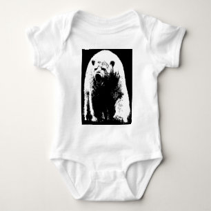 Black & White Pop Art Polar Bear Baby Bodysuit