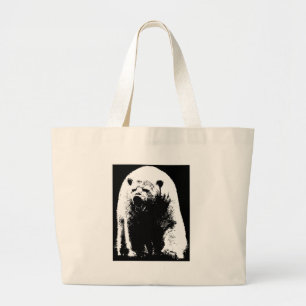 Black & White Pop Art Polar Bear Large Tote Bag