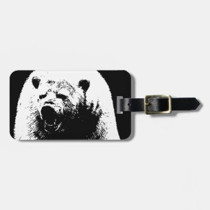 Black & White Pop Art Polar Bear Luggage Tag