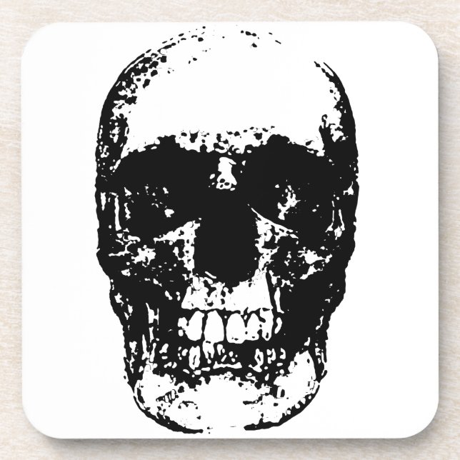 Black & White Pop Art Skull Coaster (Front)
