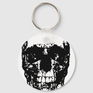 Black & White Pop Art Skull Key Ring