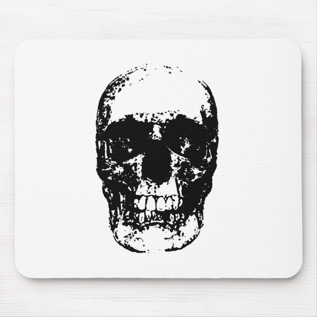 Black & White Pop Art Skull Mouse Mat (Front)