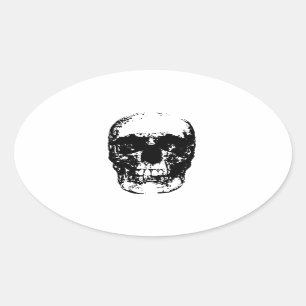 Black & White Pop Art Skull Oval Sticker