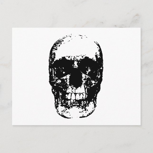 Black & White Pop Art Skull Postcard (Front)