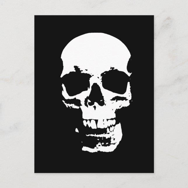 Black & White Pop Art Skull Postcard (Front)