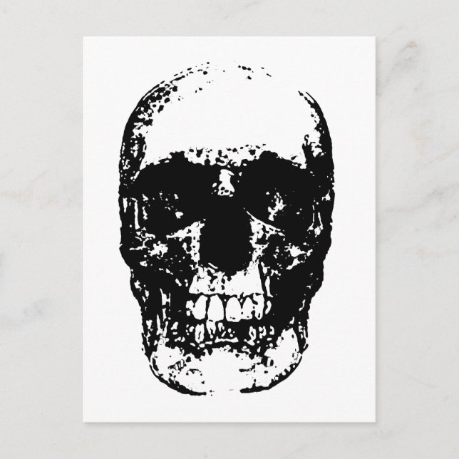 Black & White Pop Art Skull Postcard (Front)