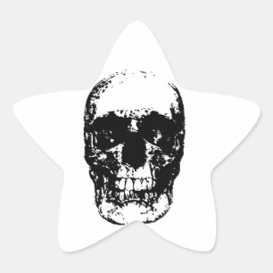 Black & White Pop Art Skull Star Sticker