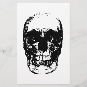Black & White Pop Art Skull Stationery