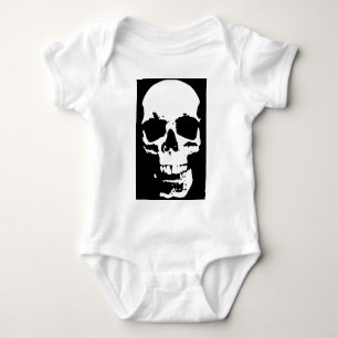Black & White Pop Art Skull Stylish Cool Baby Bodysuit