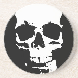 Black & White Pop Art Skull Stylish Cool Coaster