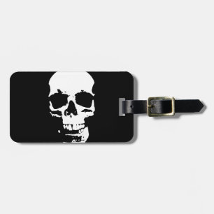 Black & White Pop Art Skull Stylish Cool Luggage Tag