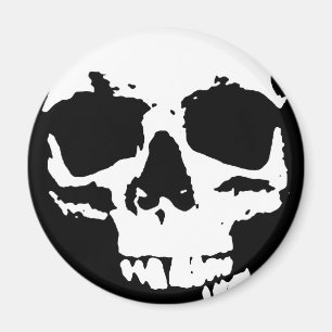 Black & White Pop Art Skull Stylish Cool Magnet