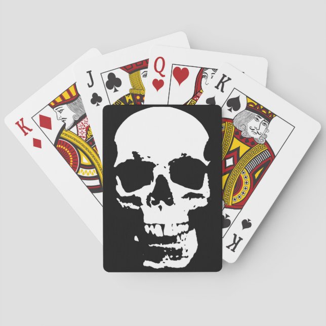 Black & White Pop Art Skull Stylish Cool Playing Cards (Back)