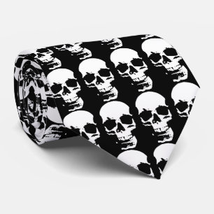 Black & White Pop Art Skull Stylish Cool Tie